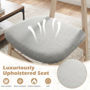 Dining Chair Set of 2 Fabric Upholstered Kitchen Armless Chairs-Natural