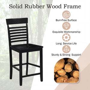 Dining Chair Set of 2 with Footrests and Solid Wood Frame-Black