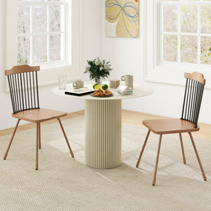 Dining Chair with Spindle Back and Ergonomic Contoured Seat Set of 2-Natural