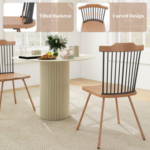 Dining Chair with Spindle Back and Ergonomic Contoured Seat Set of 2-Natural