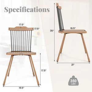 Dining Chair with Spindle Back and Ergonomic Contoured Seat Set of 2-Natural
