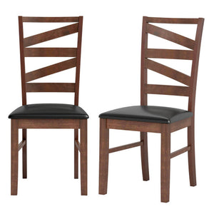 Dining Chairs Set of 2 Kitchen Side Chairs with Rubber Wood Legs-Walnut