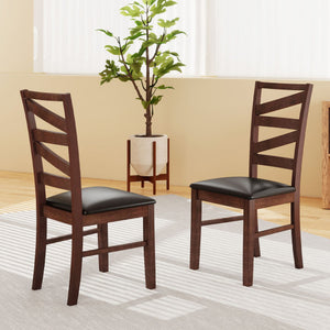 Dining Chairs Set of 2 Kitchen Side Chairs with Rubber Wood Legs-Walnut