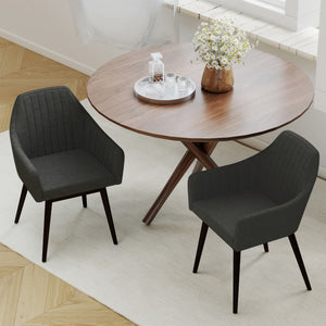 Dining Chairs Set of 2 Upholstered Accent Chairs with Comfy Padded Backrest and Seat-Black