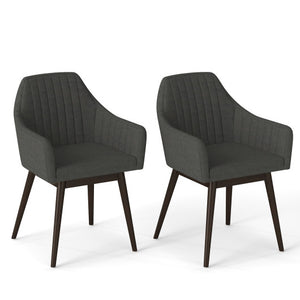 Dining Chairs Set of 2 Upholstered Accent Chairs with Comfy Padded Backrest and Seat-Black