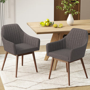 Dining Chairs Set of 2 Upholstered Accent Chairs with Comfy Padded Backrest and Seat-Gray