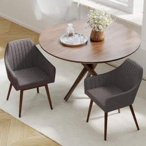Dining Chairs Set of 2 Upholstered Accent Chairs with Comfy Padded Backrest and Seat-Gray
