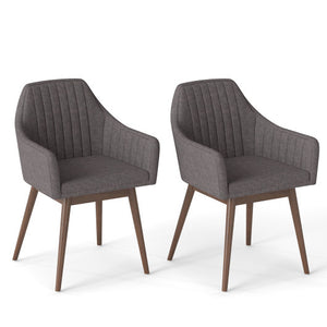 Dining Chairs Set of 2 Upholstered Accent Chairs with Comfy Padded Backrest and Seat-Gray