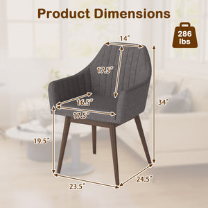 Dining Chairs Set of 2 Upholstered Accent Chairs with Comfy Padded Backrest and Seat-Gray