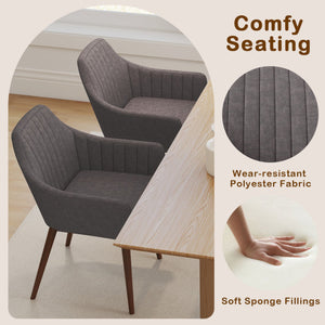 Dining Chairs Set of 2 Upholstered Accent Chairs with Comfy Padded Backrest and Seat-Gray