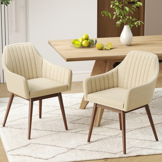 Dining Chairs Set of 2 Upholstered Accent Chairs with Comfy Padded Backrest and Seat-Beige