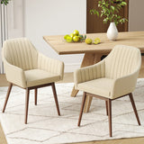 Dining Chairs Set of 2 Upholstered Accent Chairs with Comfy Padded Backrest and Seat-Beige