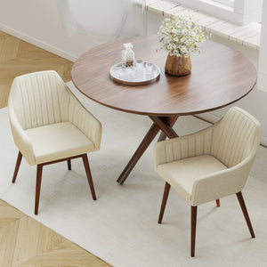 Dining Chairs Set of 2 Upholstered Accent Chairs with Comfy Padded Backrest and Seat-Beige