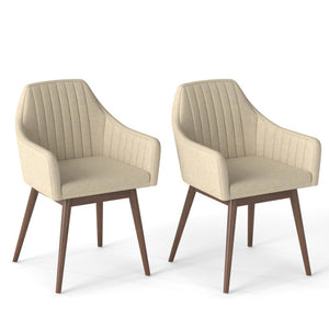 Dining Chairs Set of 2 Upholstered Accent Chairs with Comfy Padded Backrest and Seat-Beige