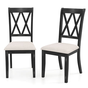 Dining Chairs Set of 2 Kitchen Side Chairs with Curved Cross Back-Beige