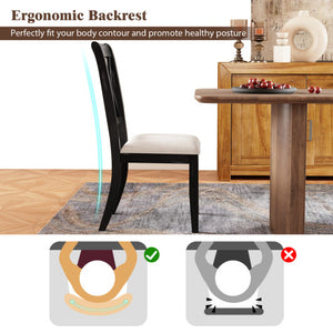 Dining Chairs Set of 2 Kitchen Side Chairs with Curved Cross Back-Beige