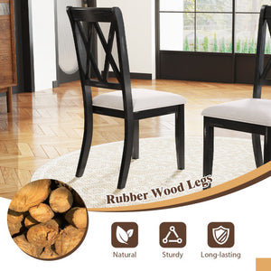 Dining Chairs Set of 2 Kitchen Side Chairs with Curved Cross Back-Beige