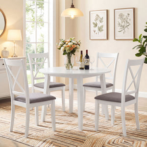 Dining Chairs Set of 2 Rubber Wood Dining Room Chairs with Comfortable Backrest and Padded Seat-White