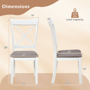 Dining Chairs Set of 4 Rubber Wood Dining Room Chairs with Comfortable Backrest and Padded Seat-White