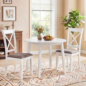 Dining Chairs Set of 4 Rubber Wood Dining Room Chairs with Comfortable Backrest and Padded Seat-White
