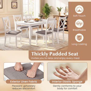 Dining Chairs Set of 4 Rubber Wood Dining Room Chairs with Comfortable Backrest and Padded Seat-White