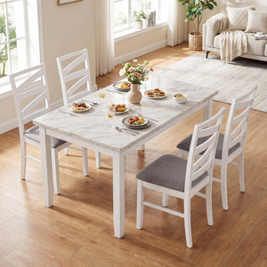 Dining Chairs Set of 2 with Backrests and Rubber Wood Frames-White