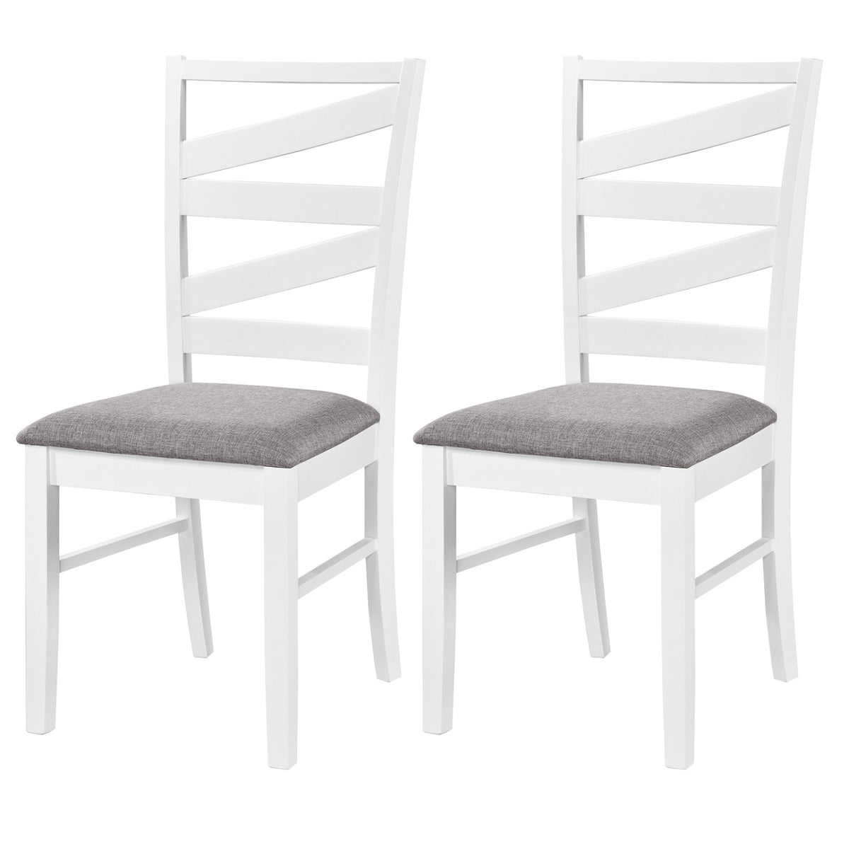 Dining Chairs Set of 2 with Backrests and Rubber Wood Frames-White