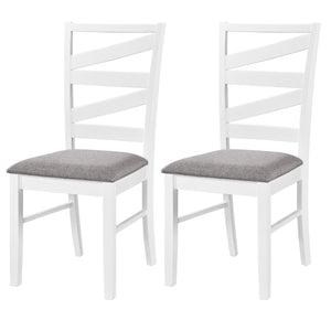 Dining Chairs Set of 2 with Backrests and Rubber Wood Frames-White