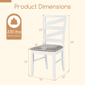 Dining Chairs Set of 2 with Backrests and Rubber Wood Frames-White
