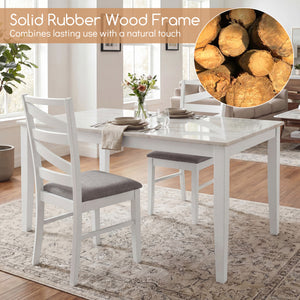 Dining Chairs Set of 2 with Backrests and Rubber Wood Frames-White