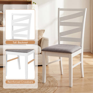 Dining Chairs Set of 2 with Backrests and Rubber Wood Frames-White