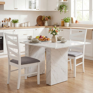Dining Chairs Set of 4 with Backrests and Rubber Wood Frames-White
