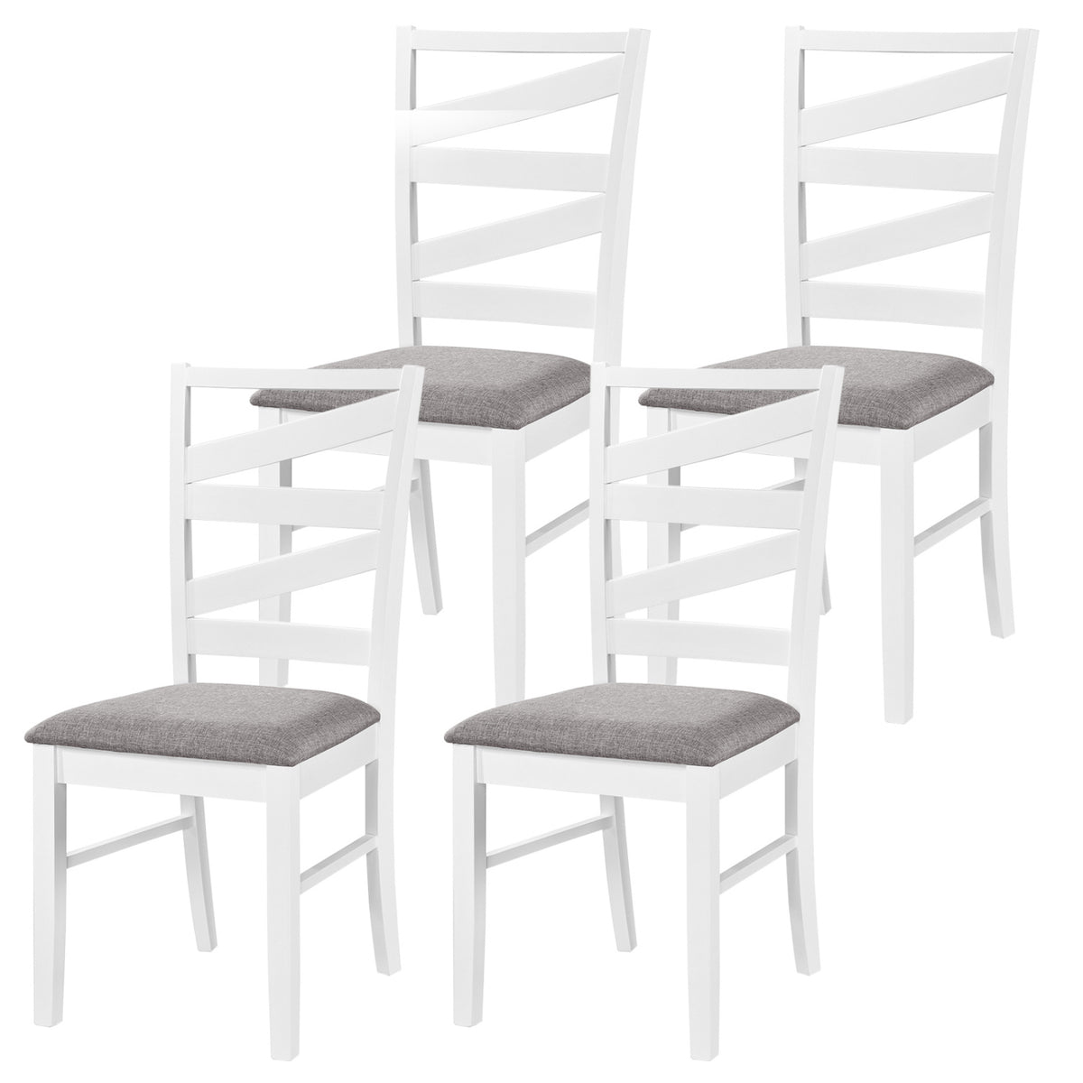 Dining Chairs Set of 4 with Backrests and Rubber Wood Frames-White