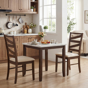 Dining Chairs Set of 4 with Backrests and Rubber Wood Frames-Brown