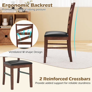 Dining Chairs Set of 2 Kitchen Side Chairs with Rubber Wood Legs-Walnut