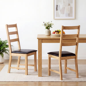 Dining Chairs Set of 2 Farmhouse Dining Room Chairs with Hollowed Backrest-Natural