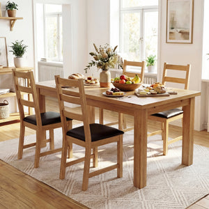 Dining Chairs Set of 2 Farmhouse Dining Room Chairs with Hollowed Backrest-Natural