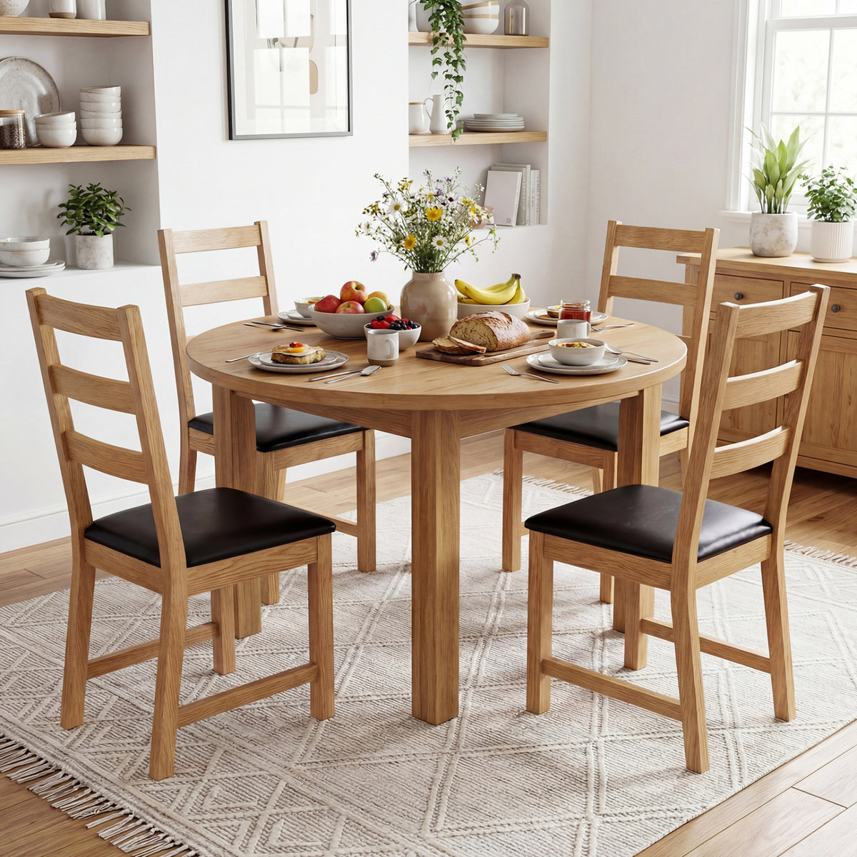 Dining Chairs Set of 2 Farmhouse Dining Room Chairs with Hollowed Backrest-Natural