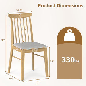 Dining Chairs Set of 2 Fabric Upholstered Kitchen Armless Chairs with Rubber Wood Frame-Natural