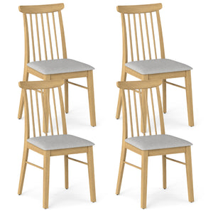 Dining Chairs Set of 4 Fabric Upholstered Kitchen Armless Chairs with Rubber Wood Frame-Natural