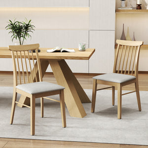 Dining Chairs Set of 4 Fabric Upholstered Kitchen Armless Chairs with Rubber Wood Frame-Natural