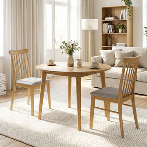Dining Chairs Set of 4 Fabric Upholstered Kitchen Armless Chairs with Rubber Wood Frame-Natural