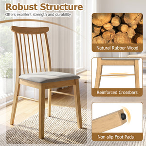 Dining Chairs Set of 4 Fabric Upholstered Kitchen Armless Chairs with Rubber Wood Frame-Natural