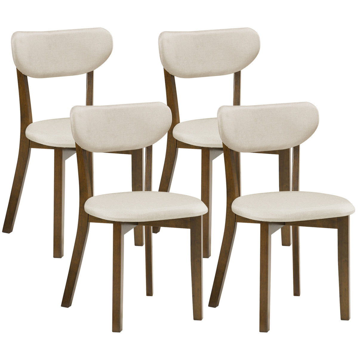 Dining Chairs Set of 4 with Solid Rubber Wood Frame-White