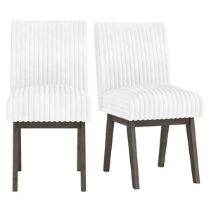 Dining Chairs Set of 2 Fabric Upholstered Kitchen Chairs with Padded Seatand Rubber Wood Legs-Gray & White