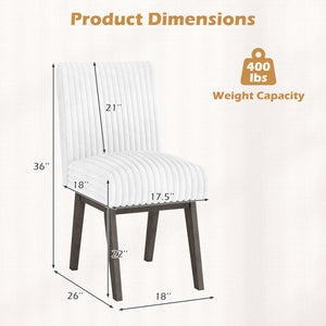 Dining Chairs Set of 2 Fabric Upholstered Kitchen Chairs with Padded Seatand Rubber Wood Legs-Gray & White