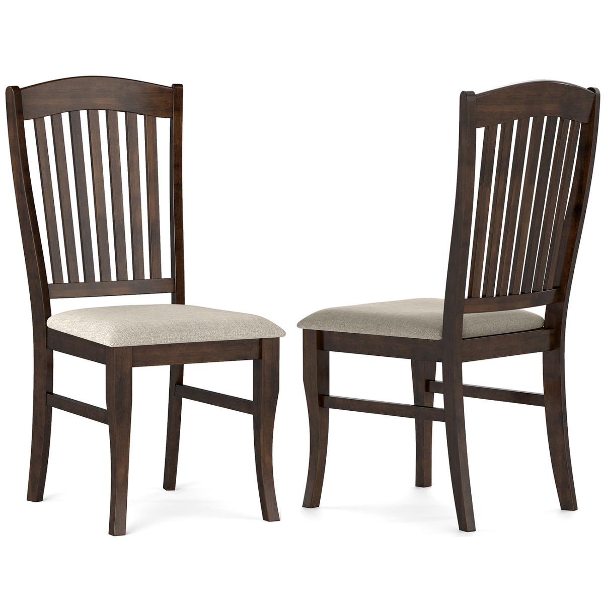 Dining Chairs Set of 2 Kitchen Side Chairs Mid-century Armless Dinette Chairs-Brown & White