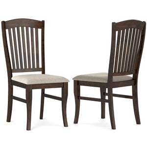 Dining Chairs Set of 2 Kitchen Side Chairs Mid-century Armless Dinette Chairs-Brown & White