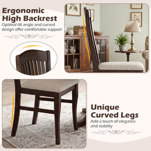 Dining Chairs Set of 2 Kitchen Side Chairs Mid-century Armless Dinette Chairs-Brown & White