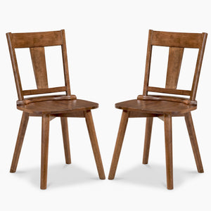 Dining Chairs Set of 2 with Solid Wood Backrest for Kitchen Dining Room-Walnut